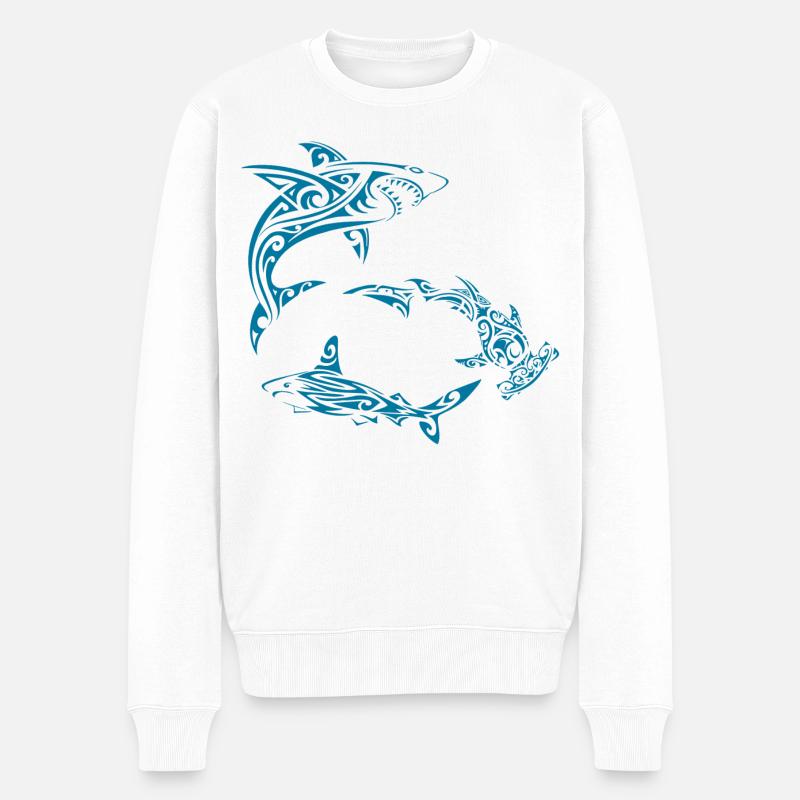 Requins polynésiens - Pull Premium bio Homme - blanc
