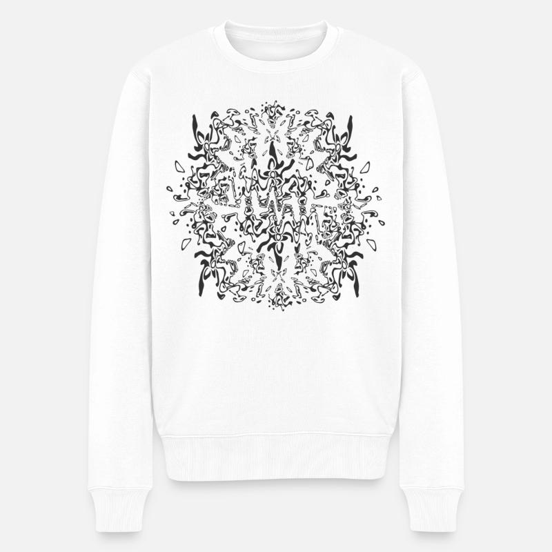 Abstraktes Schwarzes Mandala Muster - Männer Premium Bio Pullover - Weiß
