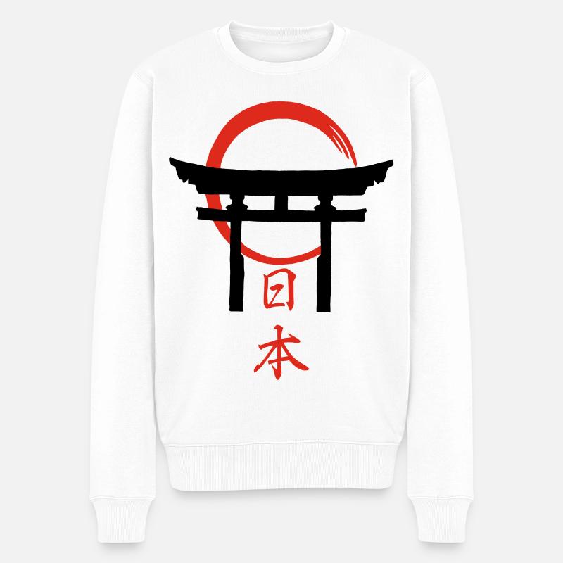Torii-Tor (Schwarz) - Männer Premium Bio Pullover - Weiß
