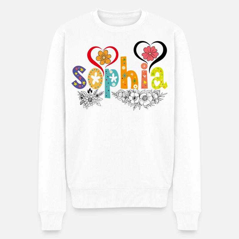 Personalisierter Sophia-Name - Männer Premium Bio Pullover - Weiß