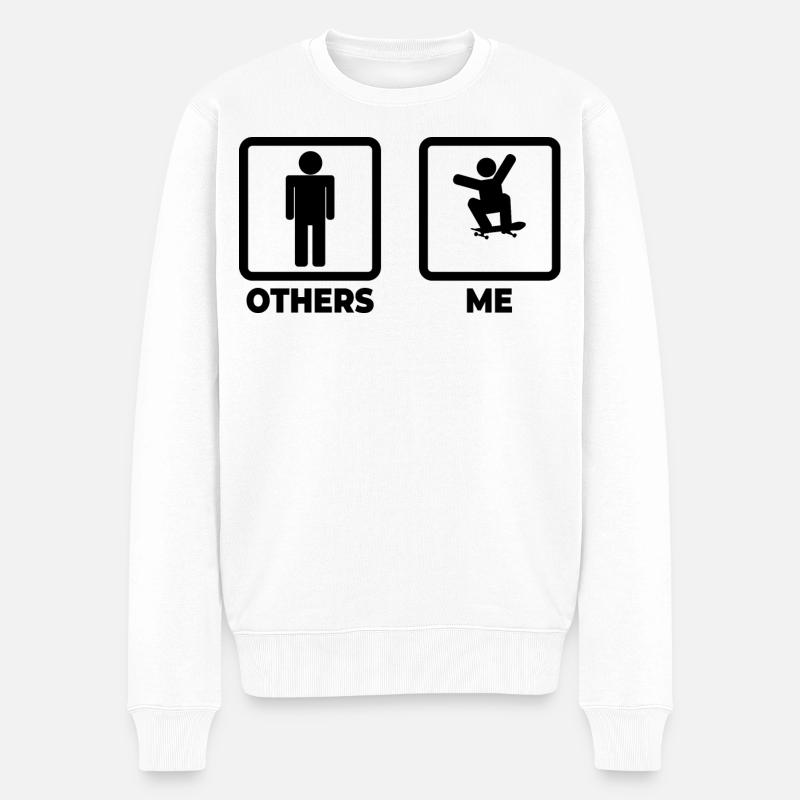 Skateboarder Karikatur - Männer Premium Bio Pullover - Weiß