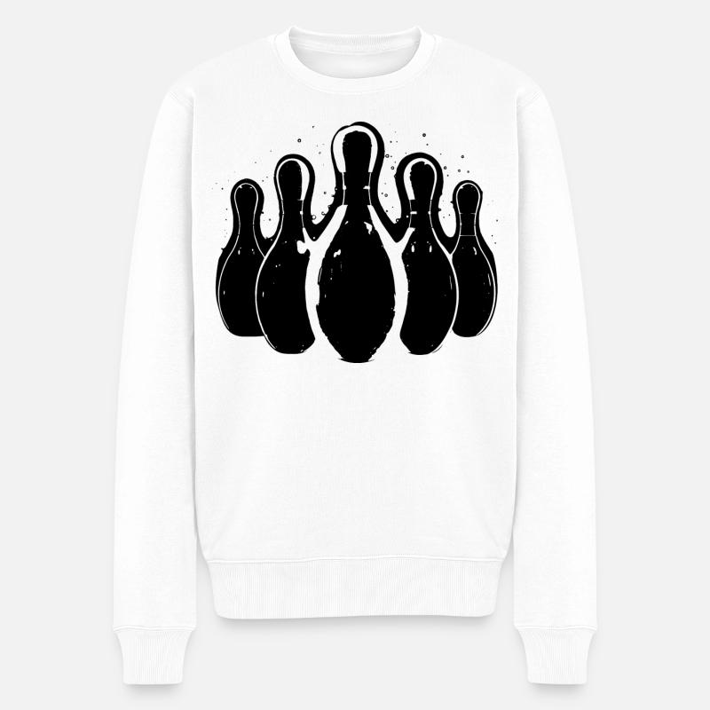 Bowling Grafik - Männer Premium Bio Pullover - Weiß