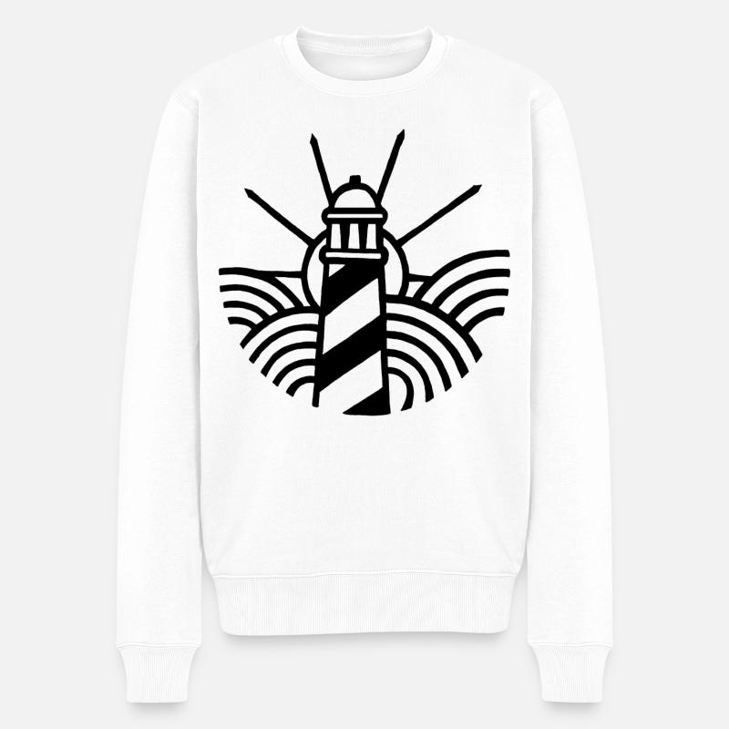 Le phare noir et l'océan - Pull Premium bio Homme - blanc
