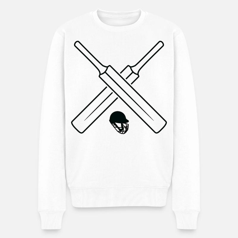 Cricket Skizze - Männer Premium Bio Pullover - Weiß