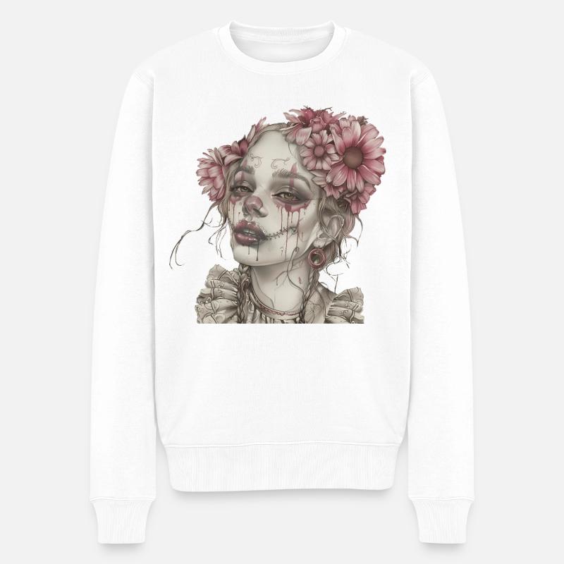 Calavera rose - Pull Premium bio Homme - blanc