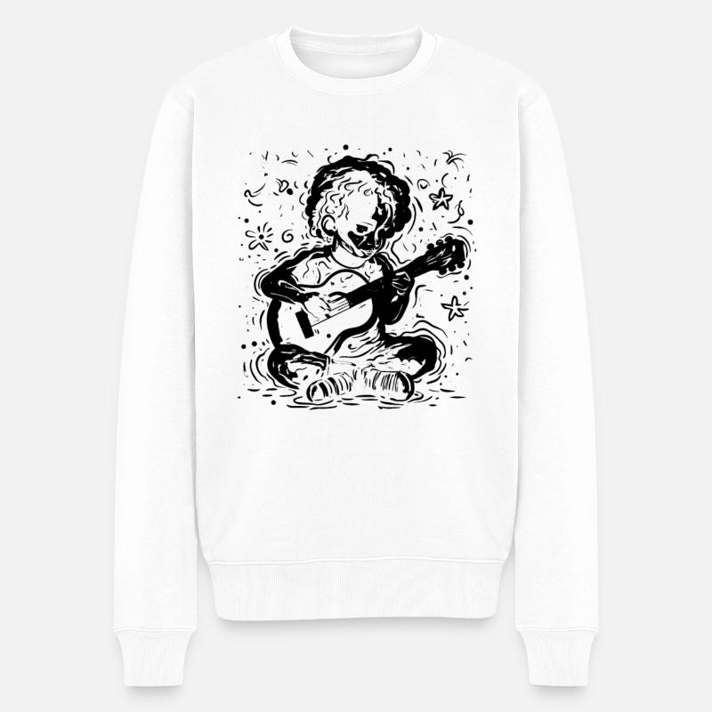 Ukulele Kind - Männer Premium Bio Pullover - Weiß