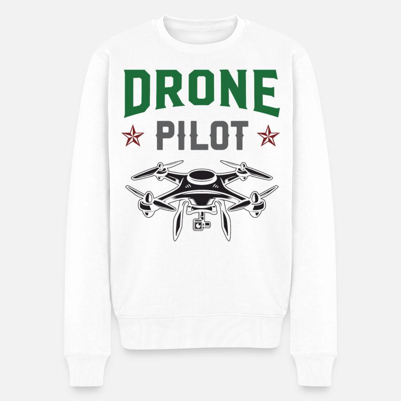 Drohnen-Pilot - Männer Premium Bio Pullover - Weiß