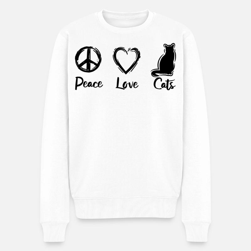 Ich liebe Katzen - Männer Premium Bio Pullover - Weiß