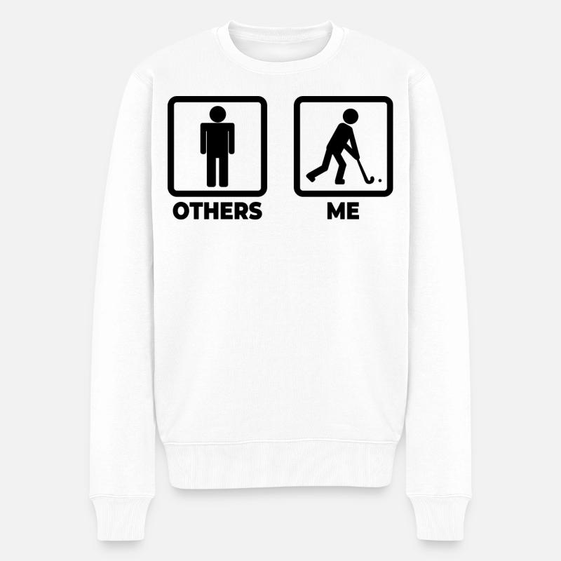 Ich als Feldhockeyspieler - Männer Premium Bio Pullover - Weiß