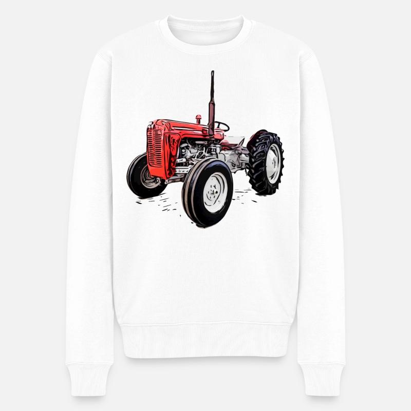Roter M F 35 Traktor - Männer Premium Bio Pullover - Weiß