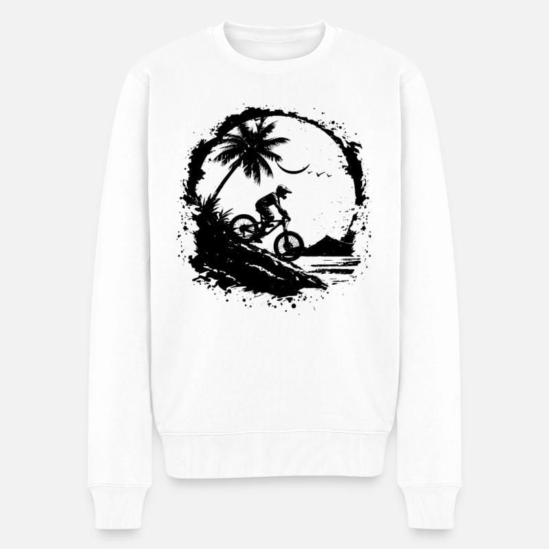 Mountainbiking Skizze - Männer Premium Bio Pullover - Weiß