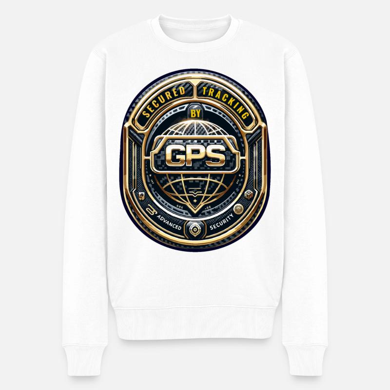 Autocollants d’avertissement de suivi GPS - Pull Premium bio Homme - blanc