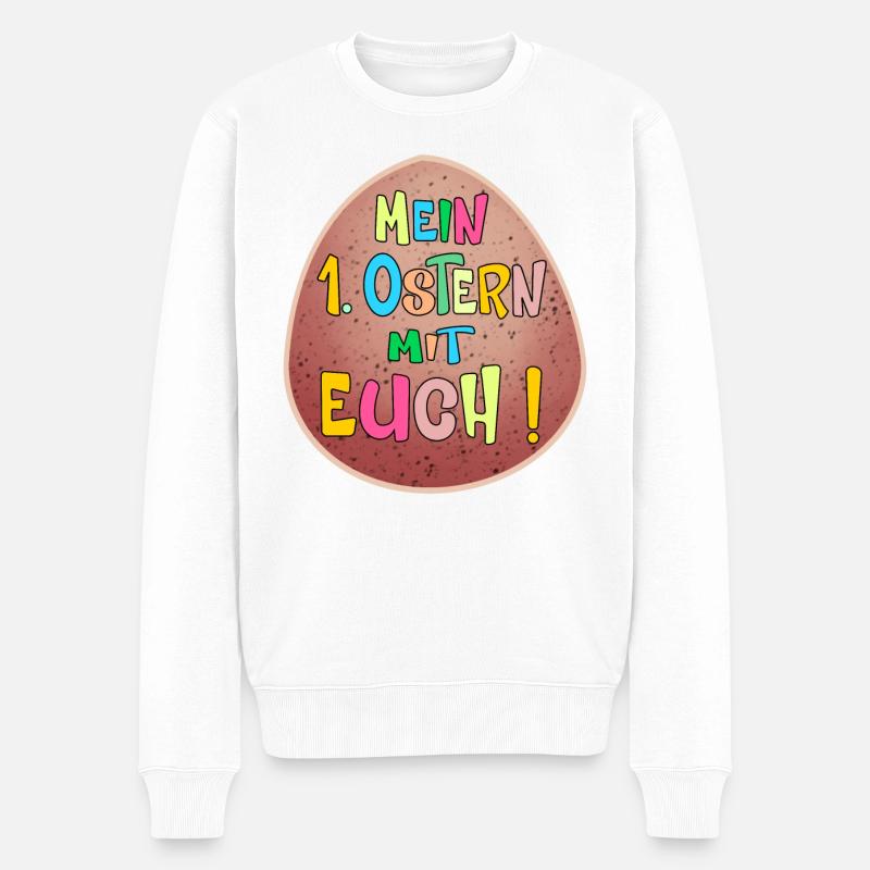 1. Ostern Ostereier - Männer Premium Bio Pullover - Weiß