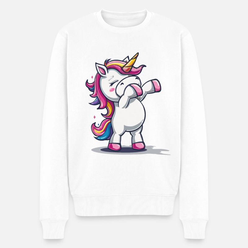 Tanzendes Einhorn - Männer Premium Bio Pullover - Weiß