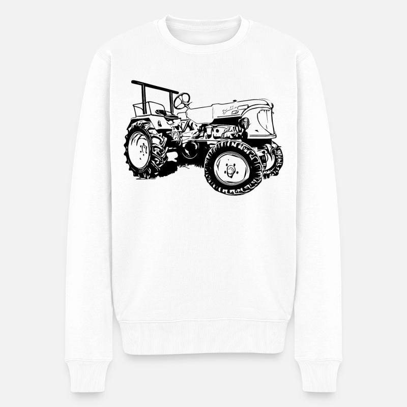 Traktor Güldner ADN-8 Haifischmaul - Männer Premium Bio Pullover - Weiß