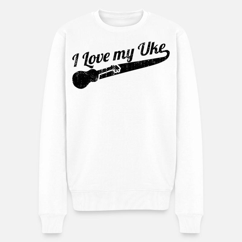 Ukulele Liebhaber - Männer Premium Bio Pullover - Weiß