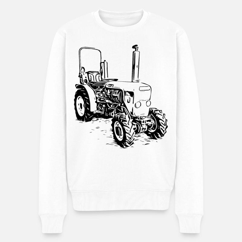 Schmalspurschlepper Traktor - Männer Premium Bio Pullover - Weiß