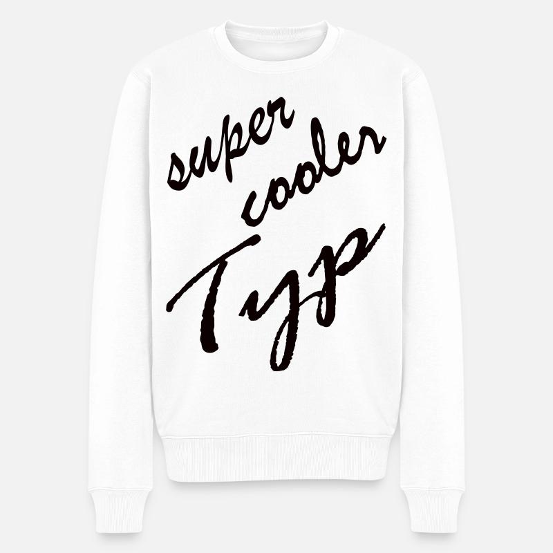 SUPER COOLER TYP - Männer Premium Bio Pullover - Weiß