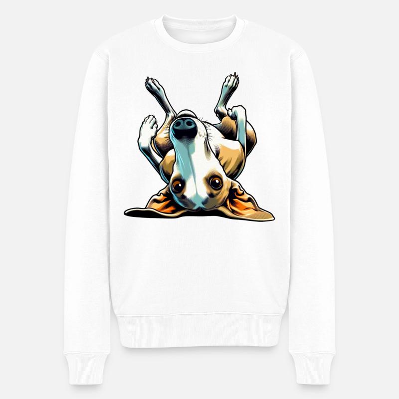 Windhund auf dem Kopf stehend - Männer Premium Bio Pullover - Weiß