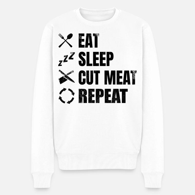 Metzger Spruch - Männer Premium Bio Pullover - Weiß