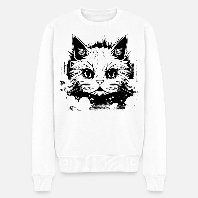 Katze Anime - Männer Premium Bio Pullover - Weiß