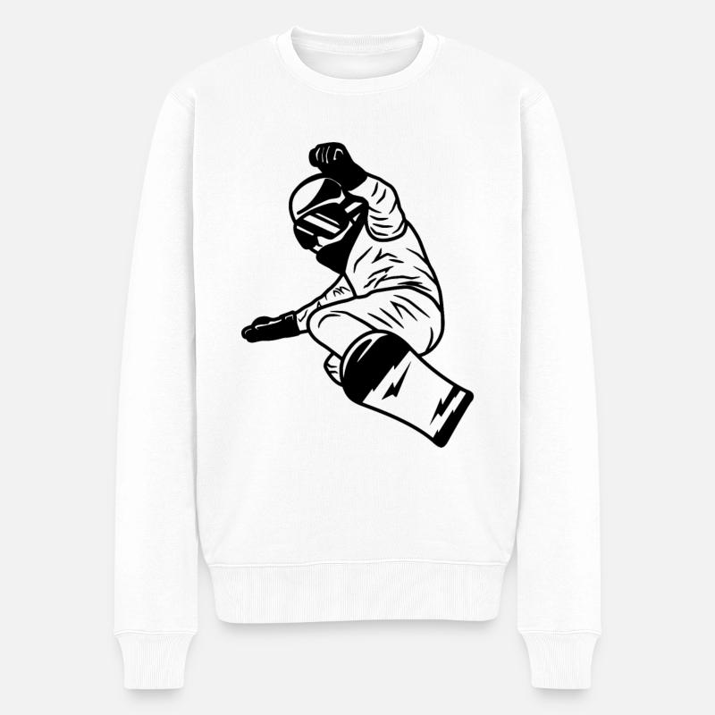 Lustiger Snowboard Junge - Männer Premium Bio Pullover - Weiß