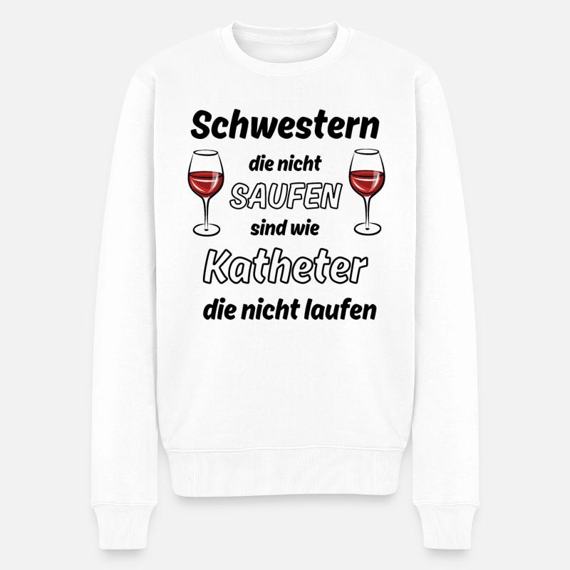 Schwestern die nicht saufen - Männer Premium Bio Pullover - Weiß