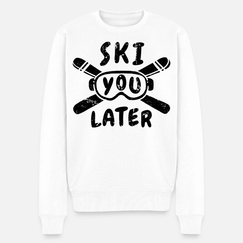 Lustiger Ski Spruch - Männer Premium Bio Pullover - Weiß
