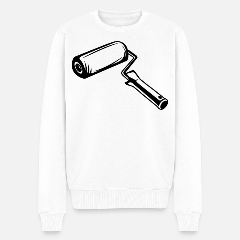 Malerrolle Zeichnung - Männer Premium Bio Pullover - Weiß