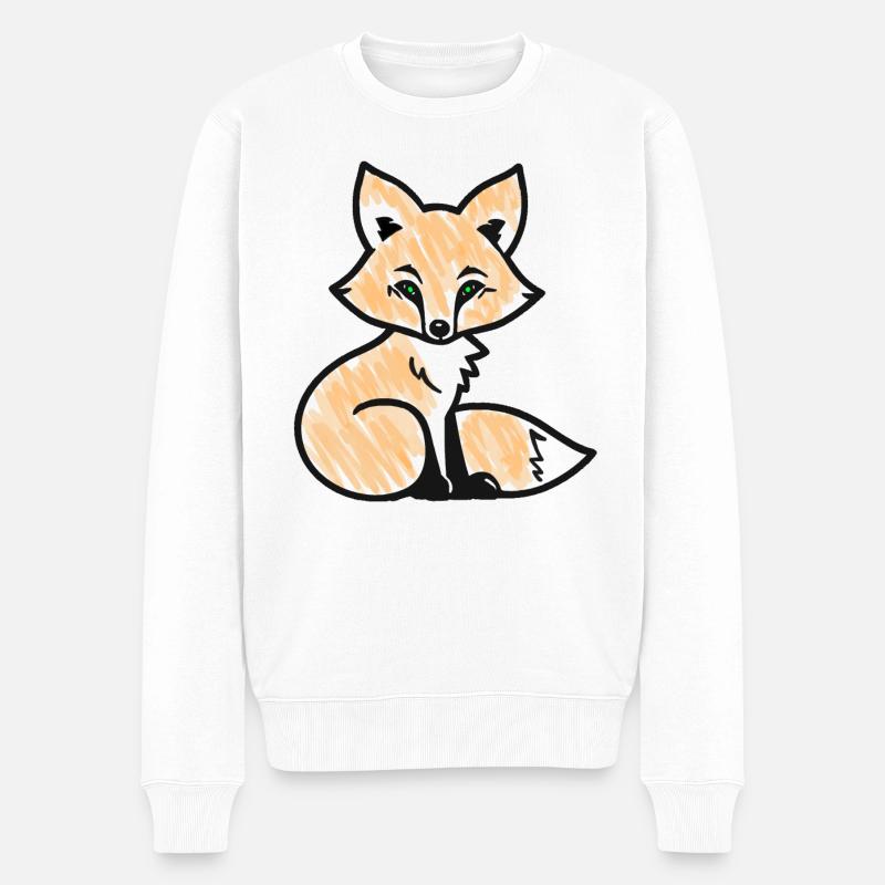 Renard roux (noir) - Pull Premium bio Homme - blanc