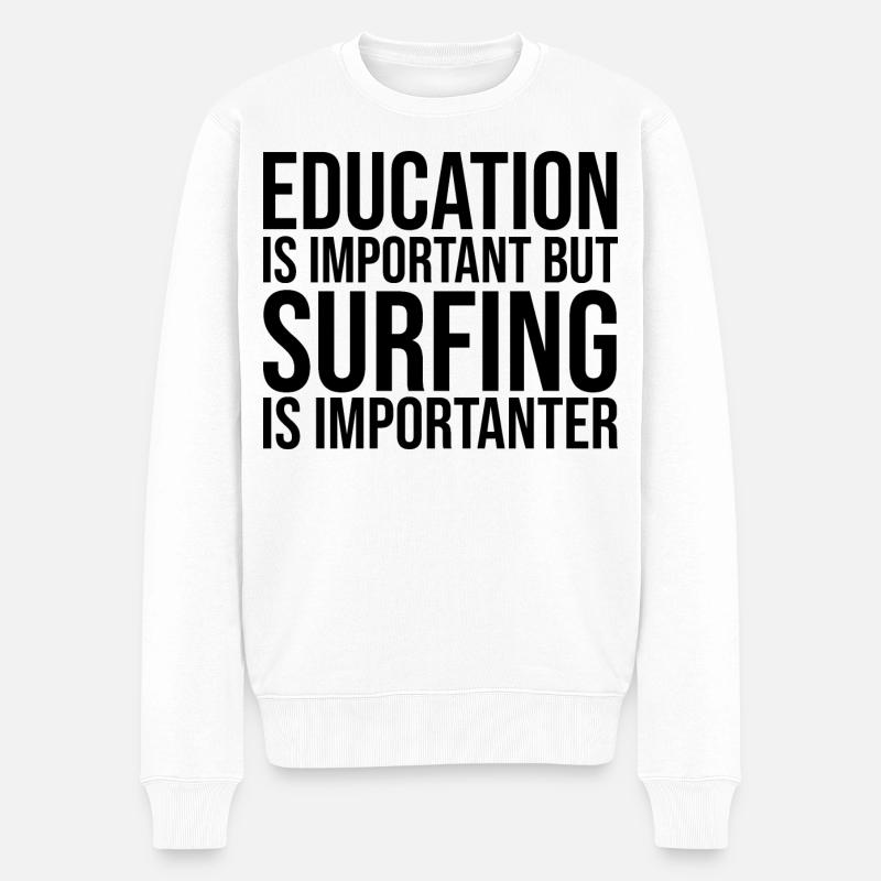 Surfen - Männer Premium Bio Pullover - Weiß