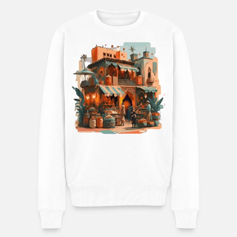 Atmosphère : marché marocain - Pull Premium bio Homme - blanc