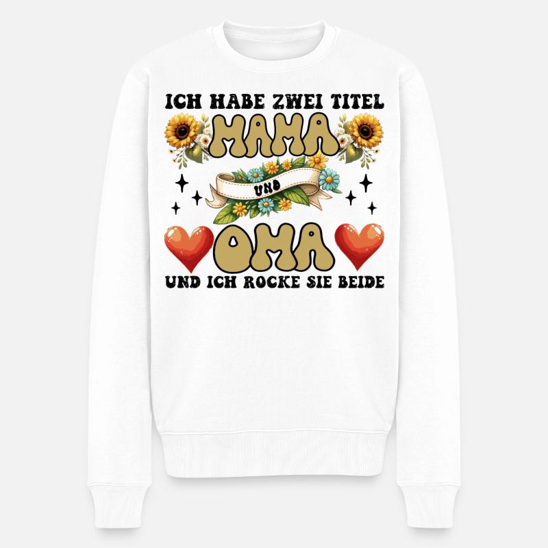 Mama und Oma Blumenherz - Männer Premium Bio Pullover - Weiß