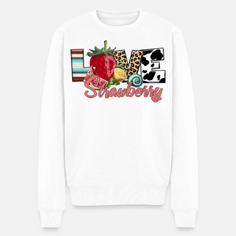 Love Strawbeery Erbeerliebe Frucht - Männer Premium Bio Pullover - Weiß