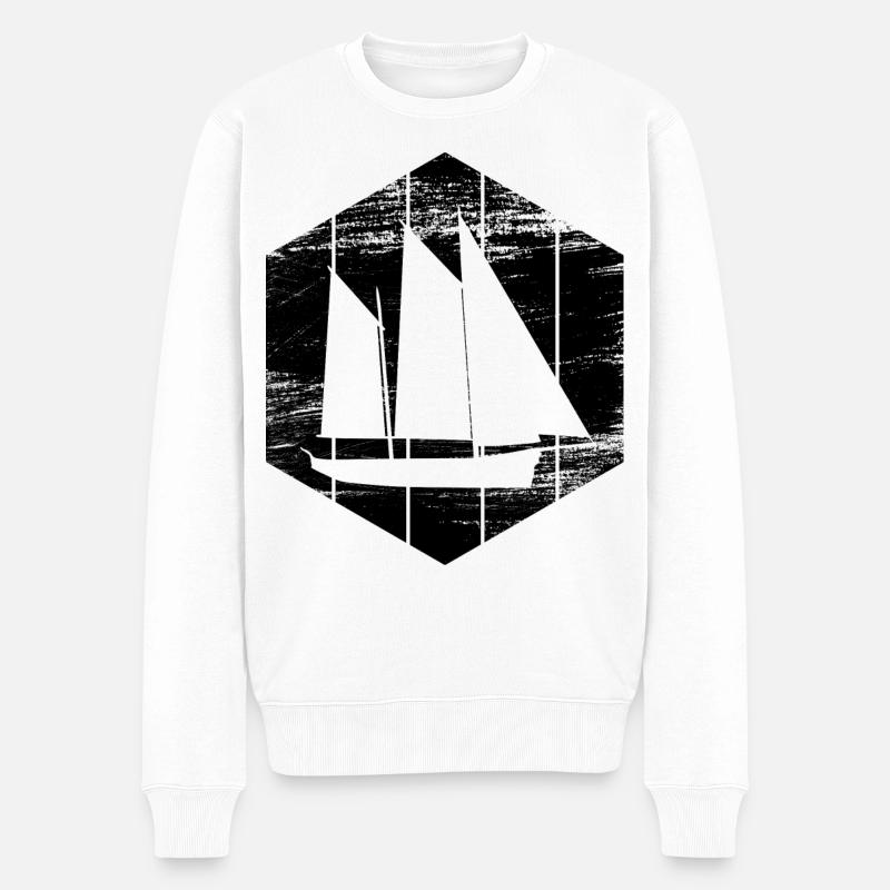 Segelyacht - Männer Premium Bio Pullover - Weiß