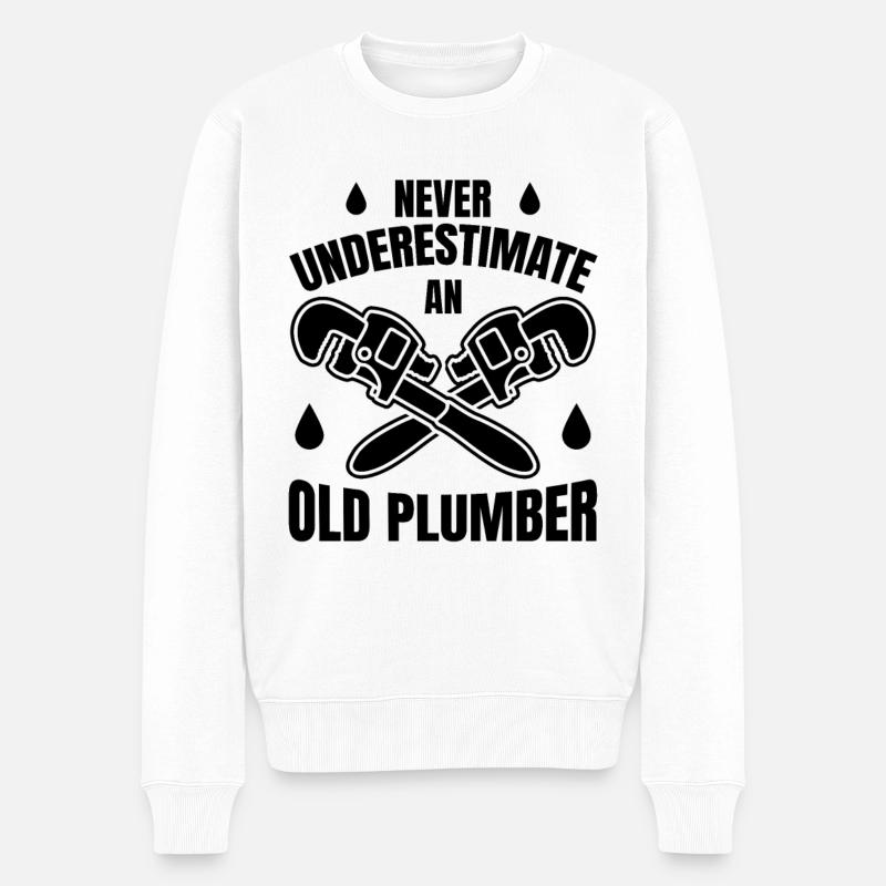 Klempner Opa - Männer Premium Bio Pullover - Weiß