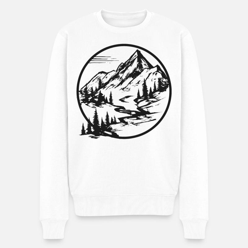 Berglandschaft | Wanderweg | Wandern in den Bergen - Männer Premium Bio Pullover - Weiß