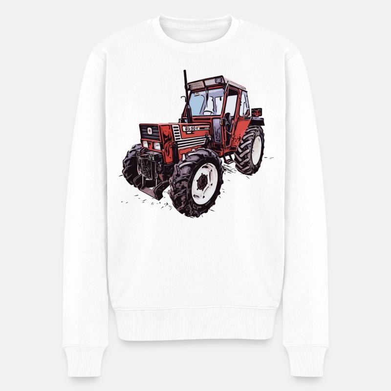 Roter Traktor DT 65 90 - Männer Premium Bio Pullover - Weiß