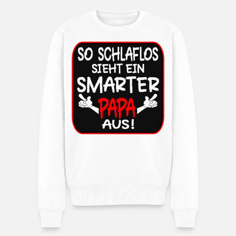 SCHLAFLOSER PAPA VATERTAG - Männer Premium Bio Pullover - Weiß