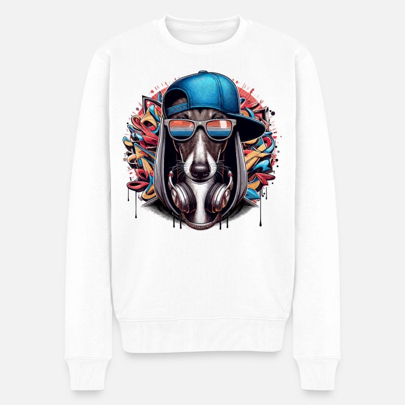 Windhund Gangsta Hund Graffiti Geschenk - Männer Premium Bio Pullover - Weiß