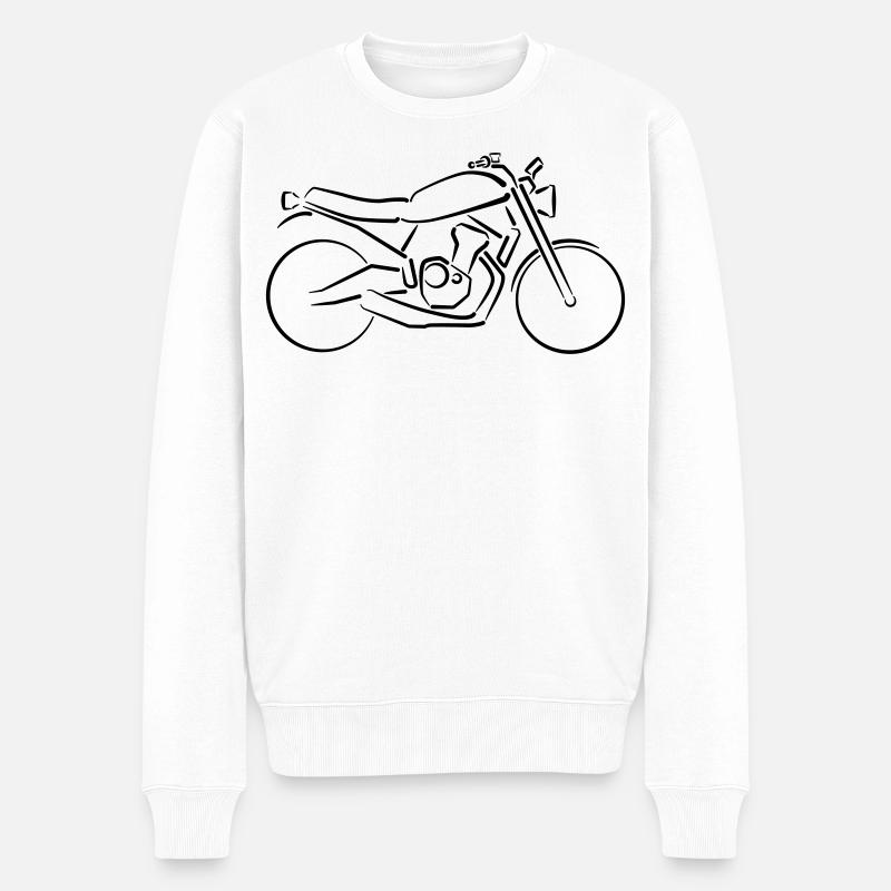 Motorrad Classic-Bike Konturen minimalistisch - Männer Premium Bio Pullover - Weiß