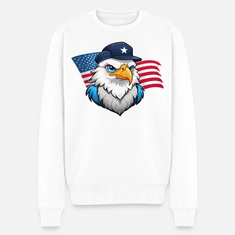 USA Eagle avec casquette d’aviateur - Pull Premium bio Homme - blanc