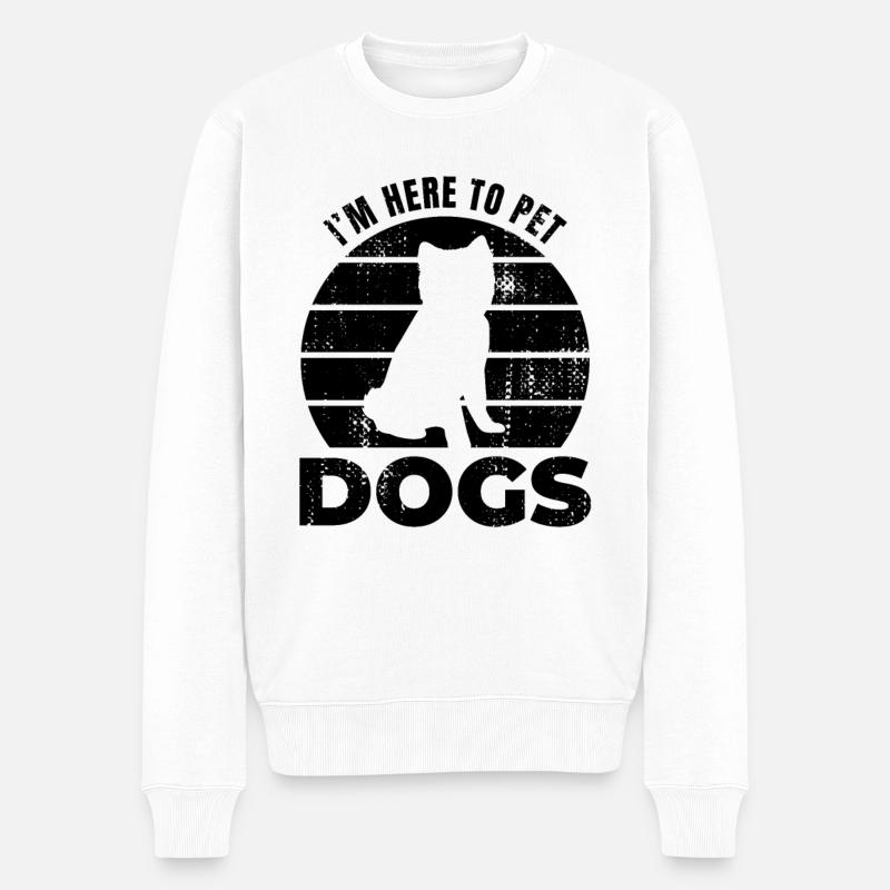 I'm Here To Pet Dogs - Männer Premium Bio Pullover - Weiß