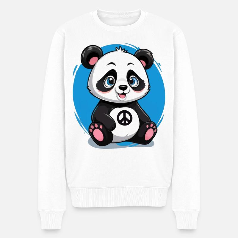 Panda mignon et pacifique - Pull Premium bio Homme - blanc