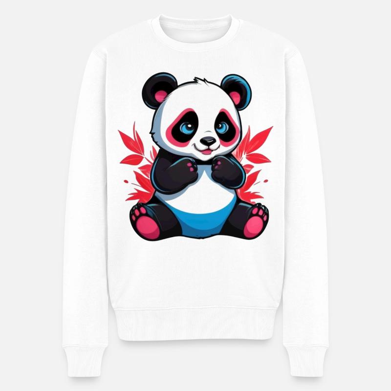 Panda Bär - Männer Premium Bio Pullover - Weiß