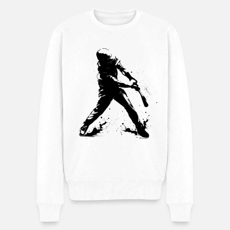Lustiger Baseballspieler - Männer Premium Bio Pullover - Weiß