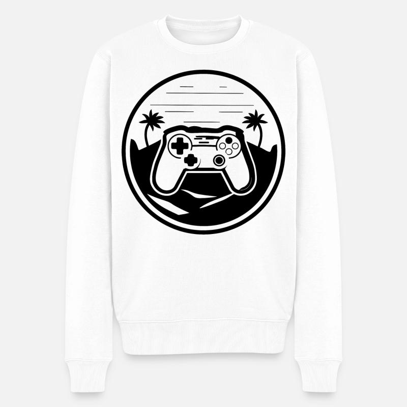 Graphismes de la manette de jeu - Pull Premium bio Homme - blanc