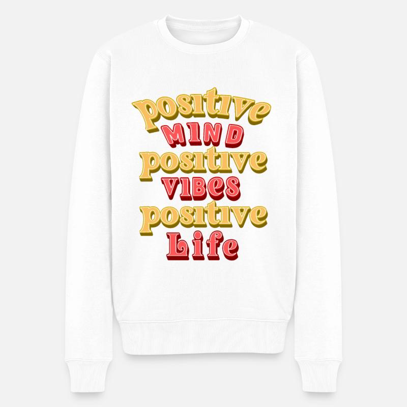 Positiver Geist, positive Stimmung - Männer Premium Bio Pullover - Weiß
