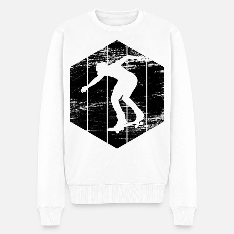 Skater Zeichnung - Männer Premium Bio Pullover - Weiß