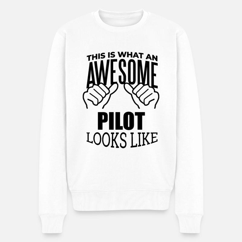 Pilot - Männer Premium Bio Pullover - Weiß